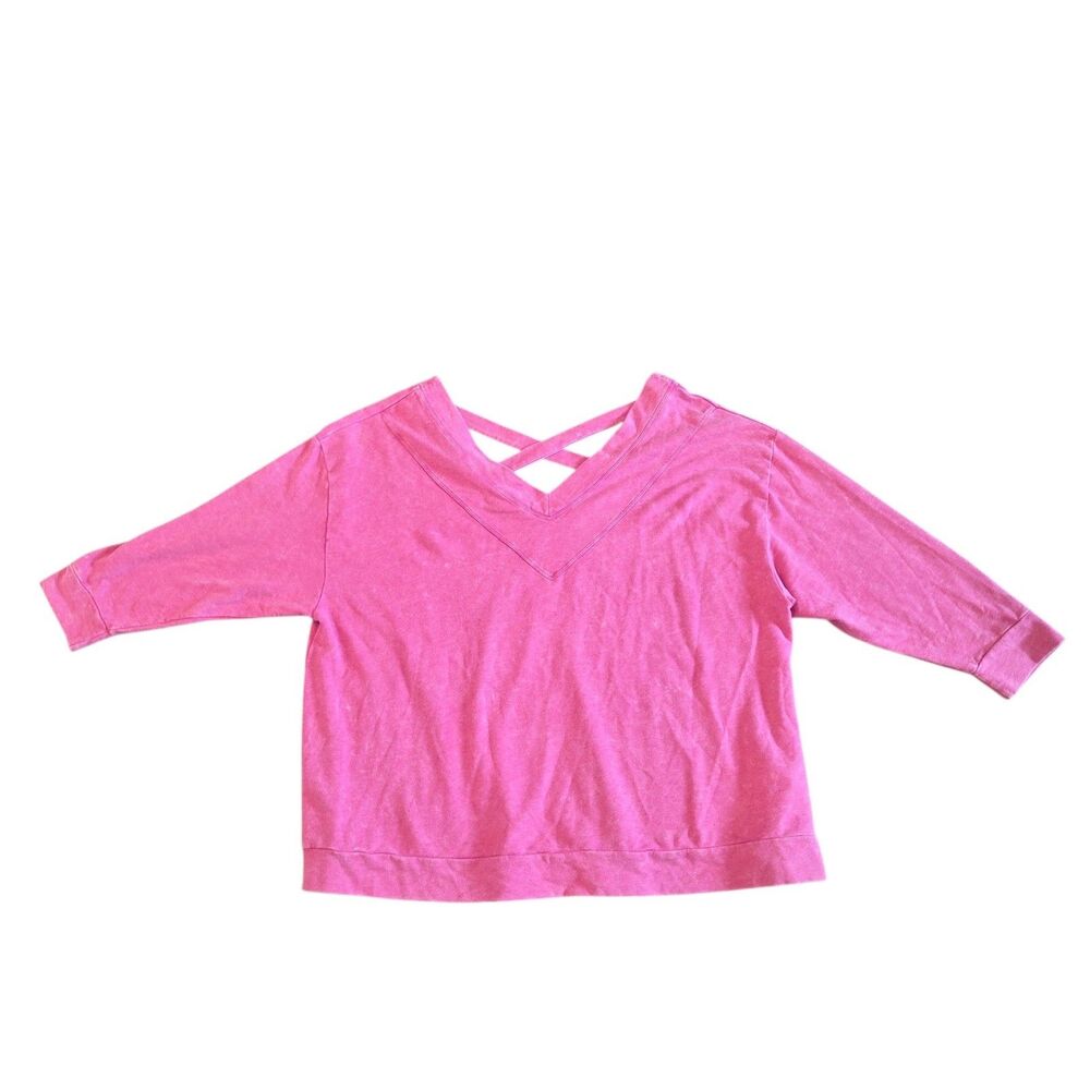 LIVI Active Lane Bryant Pink Crisscross Strap Back Pullover Sweatshirt Sz 26/28